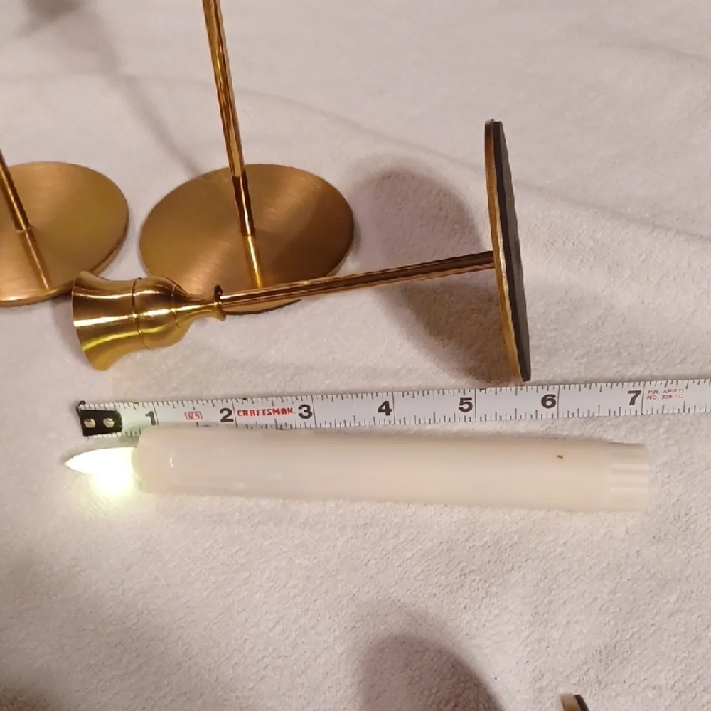 Elegant Gold Candle Holder Set 6 Brass Candlesticks With Remote Control Candles